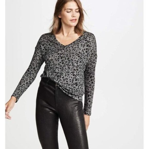 Rails | Lightweight Linen Blend Leopard Print Knit Long Sleeve Shirt - Picture 1 of 7